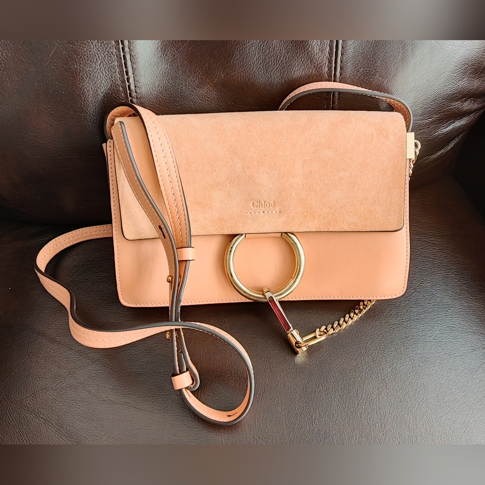 Chloe small Faye leather/suede shoulder/crossbody bag - Picture 1 of 7
